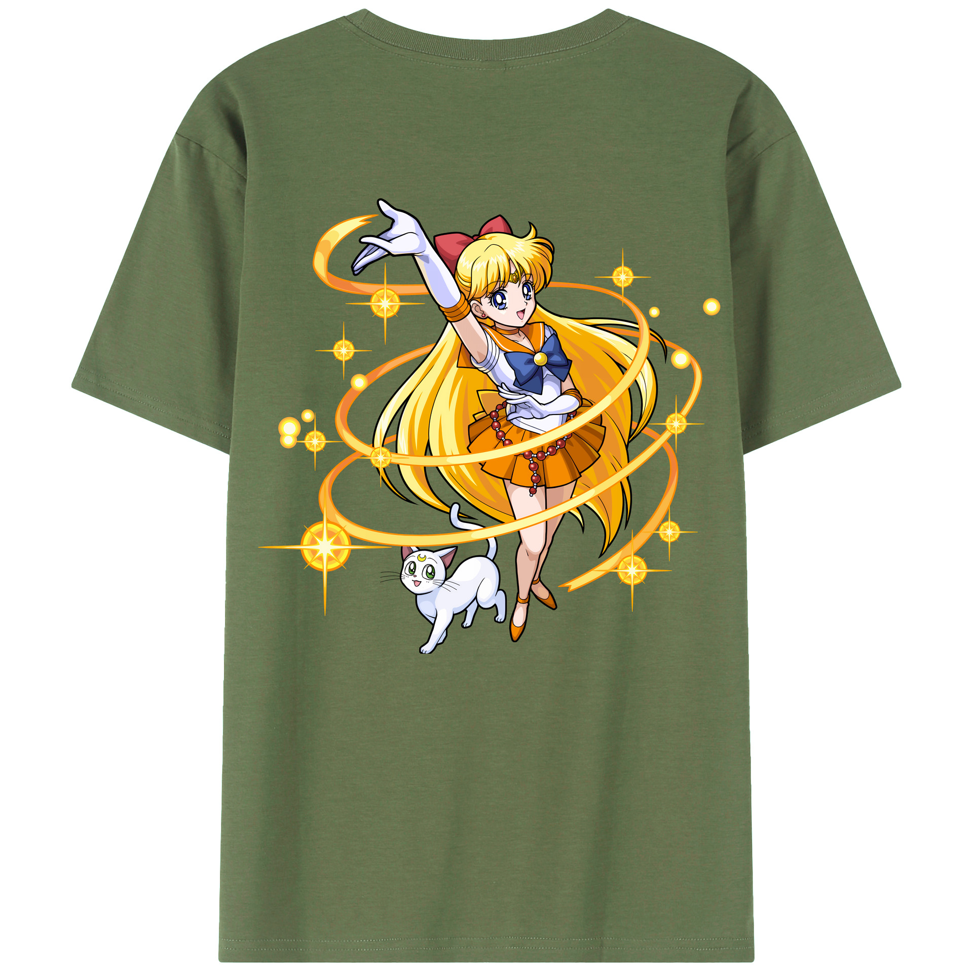 （画像用） 美少女戦士セーラームーン 愛野 美奈子 あいの みなこ Sailor Moon Aino Minako 綿100％ メンズ半袖Tシャツ（バックプリント） 通気性